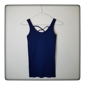 Aqua Women's Ribbed CrissCross Front Tank Top